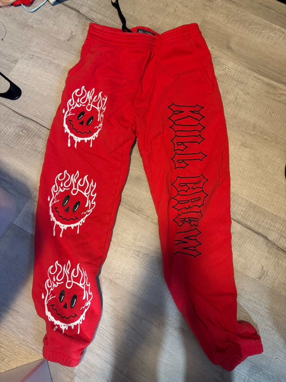Kill Crew Red Fleece Sweatpants with Black Waistband Detail